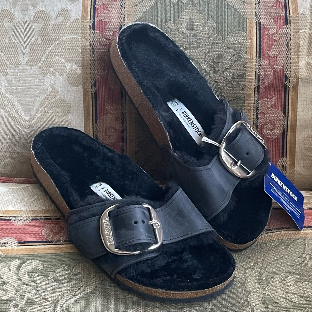 Birkenstock Madrid Big Buckle Shearling. Size 7-7.5 Women